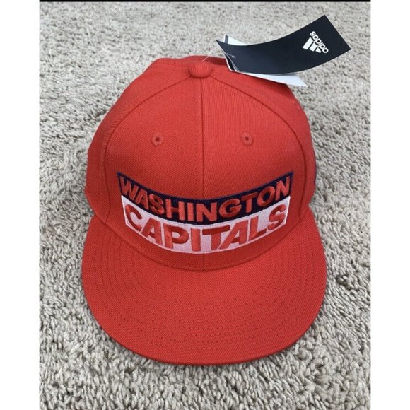 Washington Capitals NHL Adidas Hat Culture Box Red Flex Fit S/M Flat Visor Cap - Picture 2 of 8